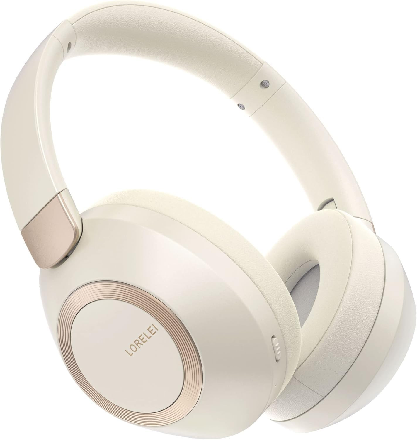LORELEI B-C6 Wireless Over Ear Headphones, 50H Playtime Foldable Lightweight Bluetooth Headsets, Deep Bass, Built-in Microphone, Memory Foam Earmuff, for Travel, Home Office (Beige White) | Amazon (US)