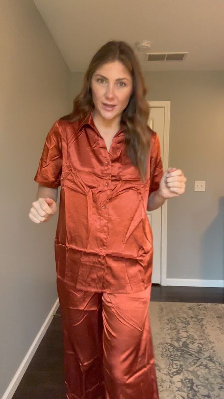 Comment PAJAMAS to shop. 🧡✨ These silky button down pajamas are heavenly to sleep in!! 😴 Super breathable and run true to size. They come in tons of colors and are under $35. Who else is a big pajama girl?! 🙋🏻‍♀️

#LTKVideo #LTKGiftGuide #LTKHome