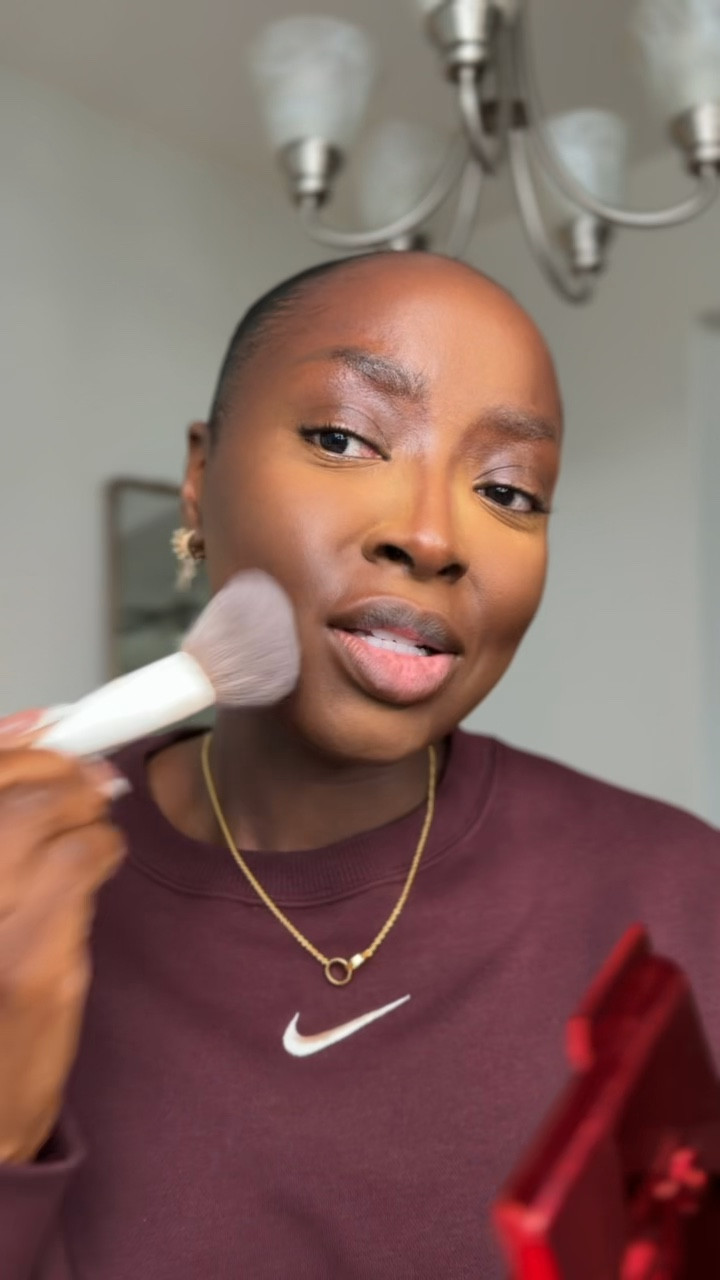 Always got to blend everything in with a face powder and I love this one from one size. 