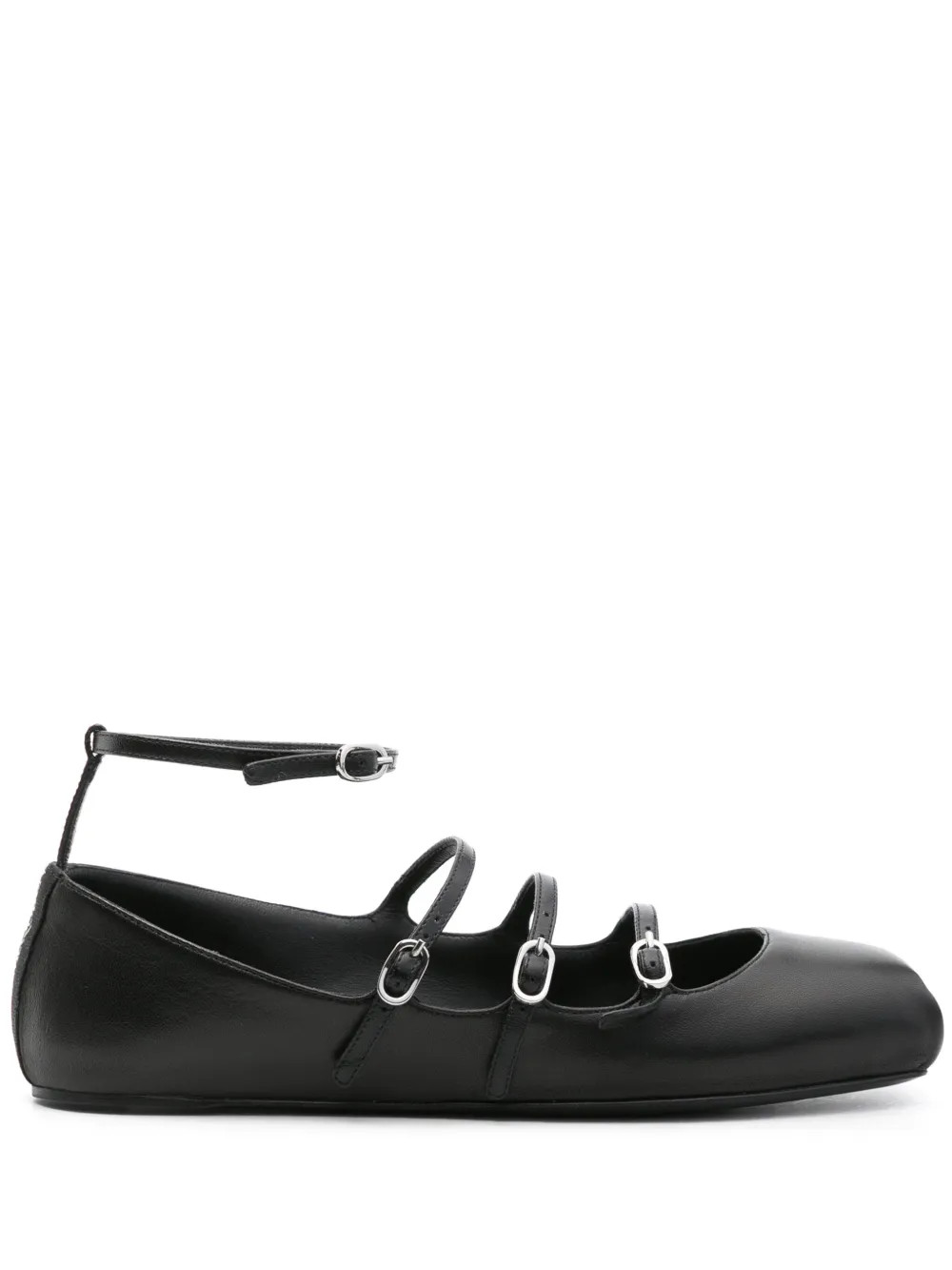 Alexander McQueen buckled-straps Leather Ballerina Shoes | Black | FARFETCH | Farfetch Global