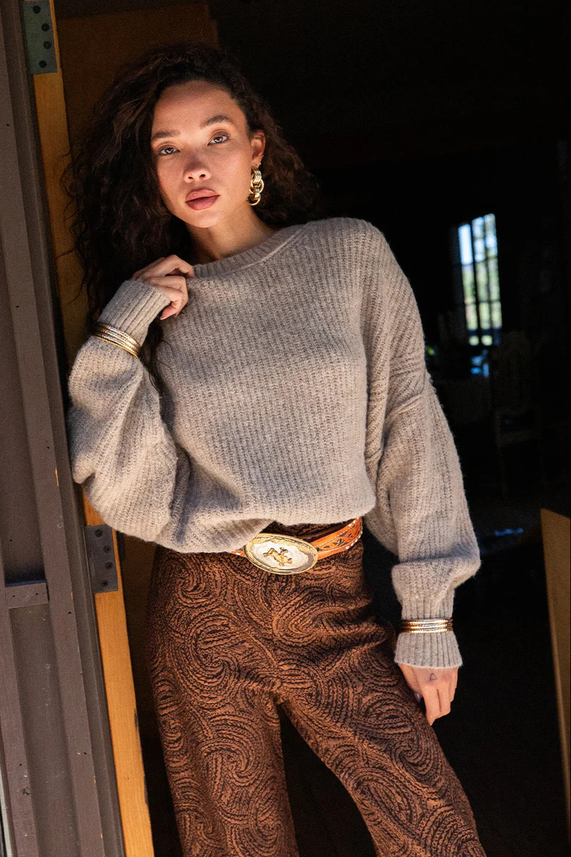 Shae Taupe Pullover Sweater | 12th Tribe