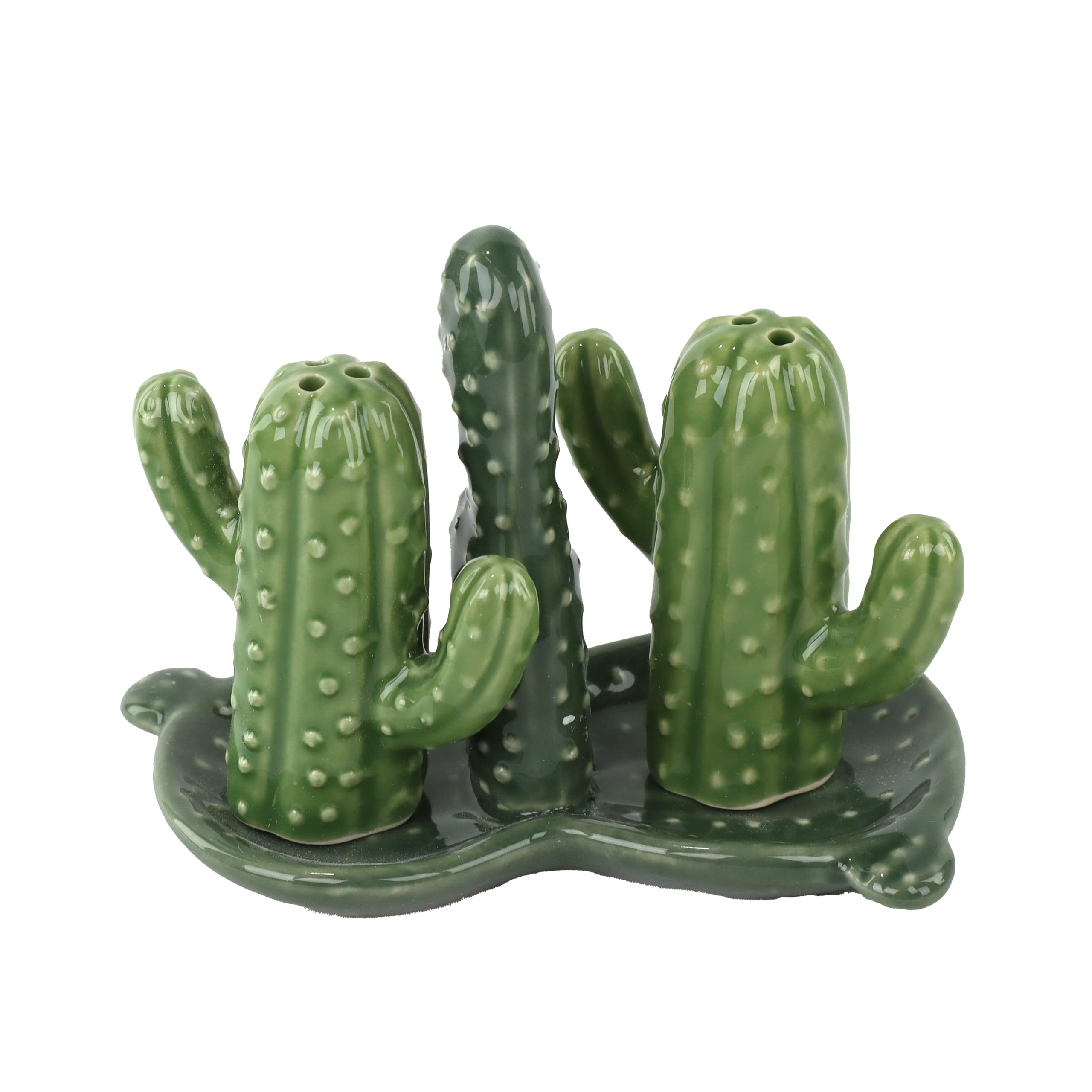 Ceramic Salt & Pepper Shakers Collectors Kitchen Décor with Tray - Cactus | Amazon (US)