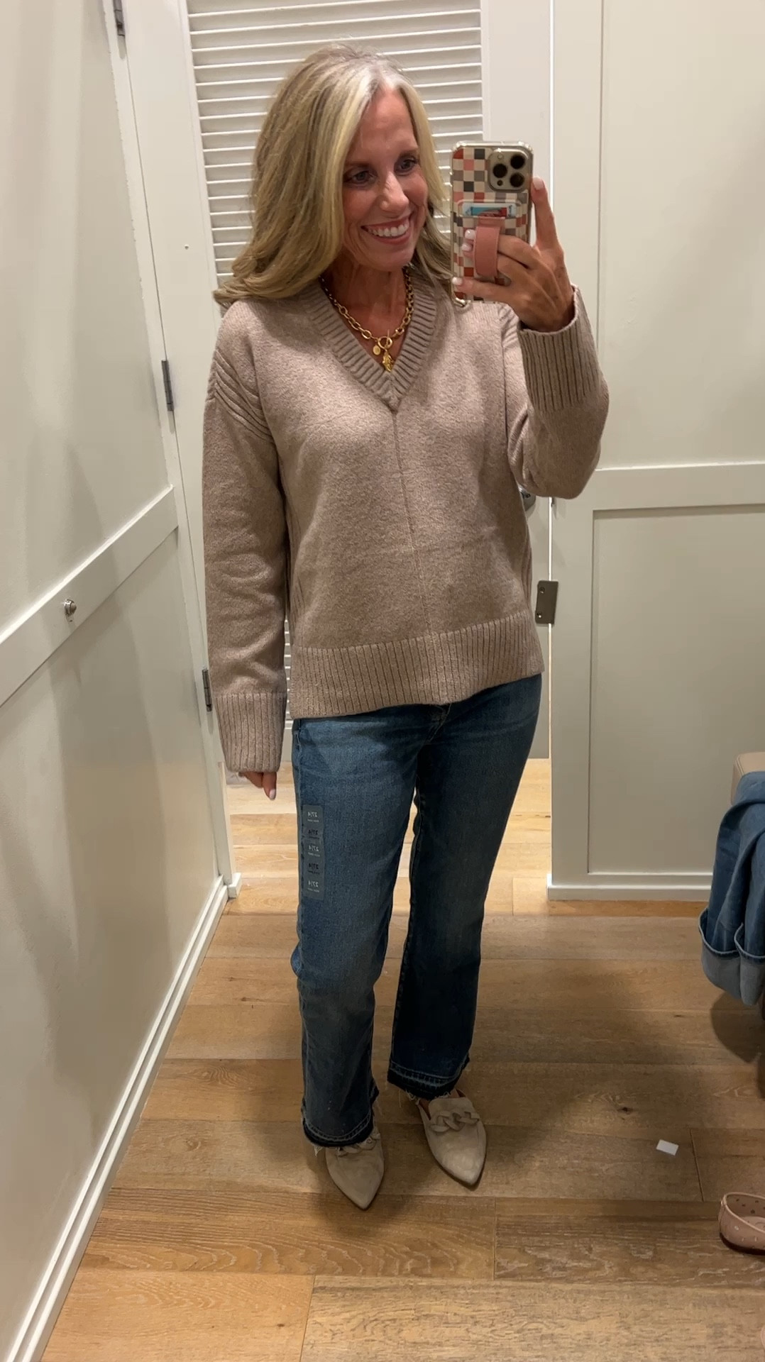 Cozy sweater comes in several colors. Super soft 
Jeans have button fly and crop kick 

#LTKFindsUnder100 #LTKSaleAlert #LTKOver40