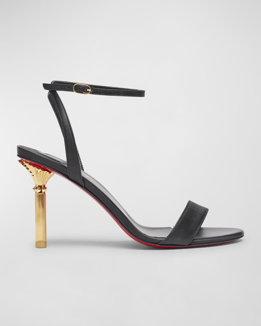 Christian Louboutin Leather Ankle-Strap Red Sole Sandals | Neiman Marcus