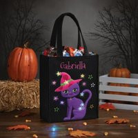 Personalized Led Halloween Bag With Cat, Embroidered Trick-Or-Treat Bag, Hallowen Candy Light Up Trick Or Treat Bag | Etsy (US)