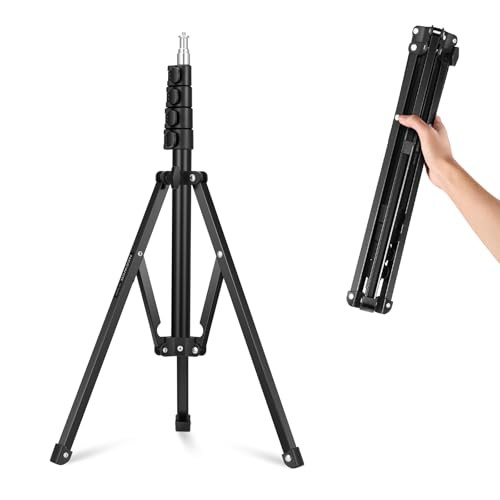 NEEWER 71" Portable Metal Camera Tripod Stand, Reverse Folding Light Tripod with LED Light Ring, Reflector, Flip Locks for Live Streaming, Vlog, Video Recording, ST180R | Amazon (US)