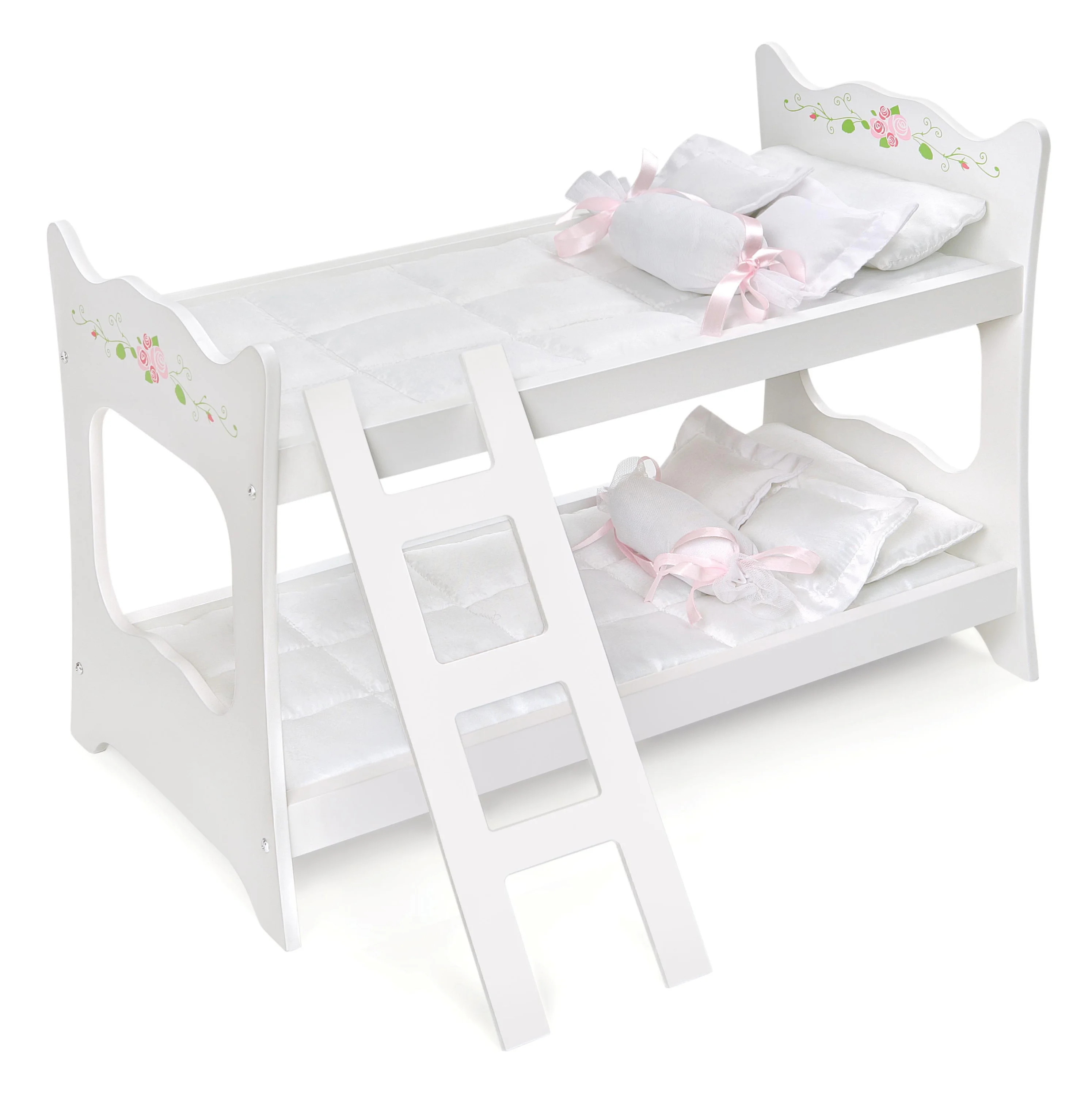 Badger Basket Doll Bunk Bed with Ladder and Bedding - White Rose | Walmart (US)