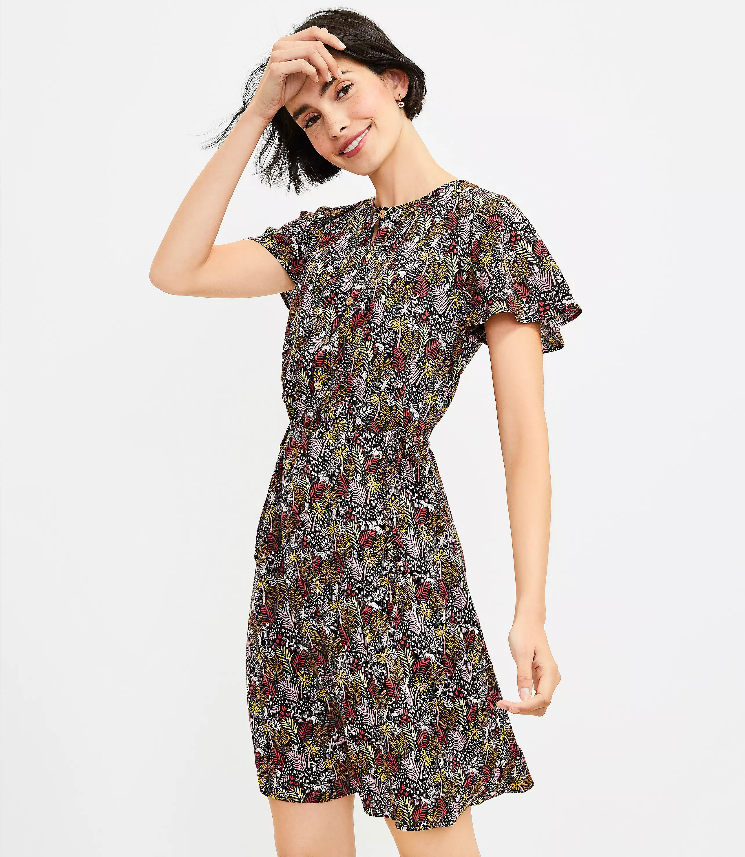Paradise Pintucked Side Tie Dress | LOFT