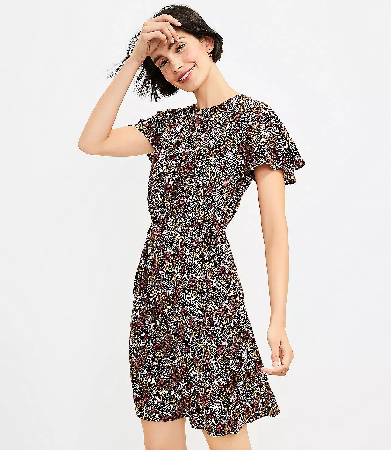 Paradise Pintucked Side Tie Dress | LOFT