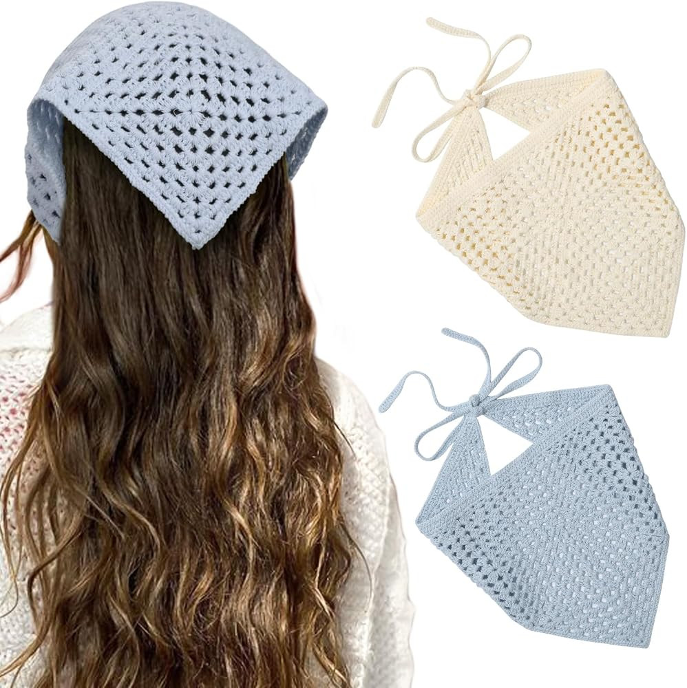 HAIMEIKANG 2 Pcs Crochet Hair Bandanas Headscarf for Women Boho Hair Scarf | Amazon (US)