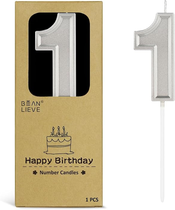 Silver Birthday Candles Number 1, Silver Number Candles, Cake Number Candles for Birthday Parties... | Amazon (US)