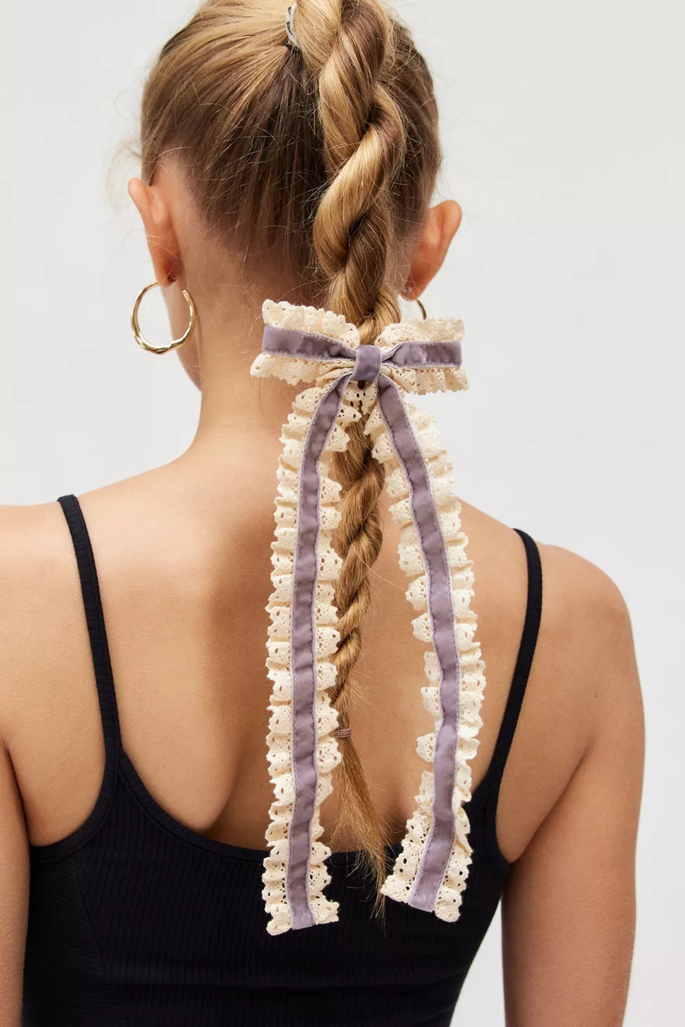 Velvet & Lace Long Hair Bow Barrette | Urban Outfitters (US and RoW)