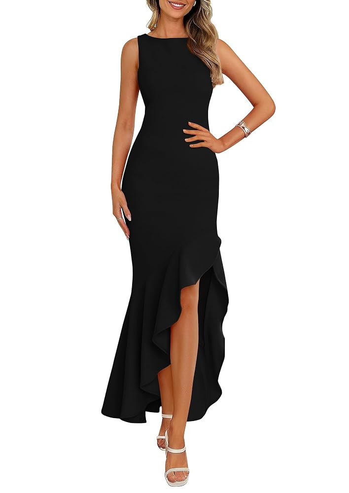 PRETTYGARDEN Wedding Guest Dresses for Women 2025 Summer Formal Gala Maxi Dress Ruffle Mermaid Co... | Amazon (US)