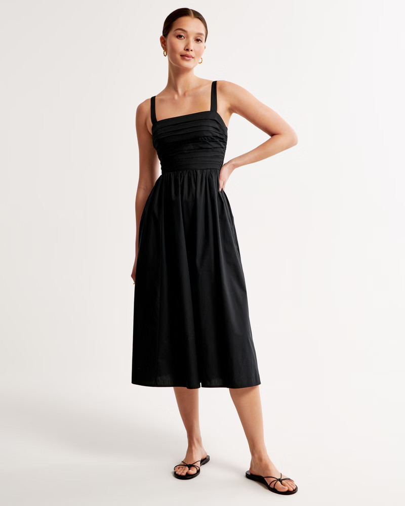 Emerson Poplin Wide Strap Midi Dress | Abercrombie & Fitch (US)