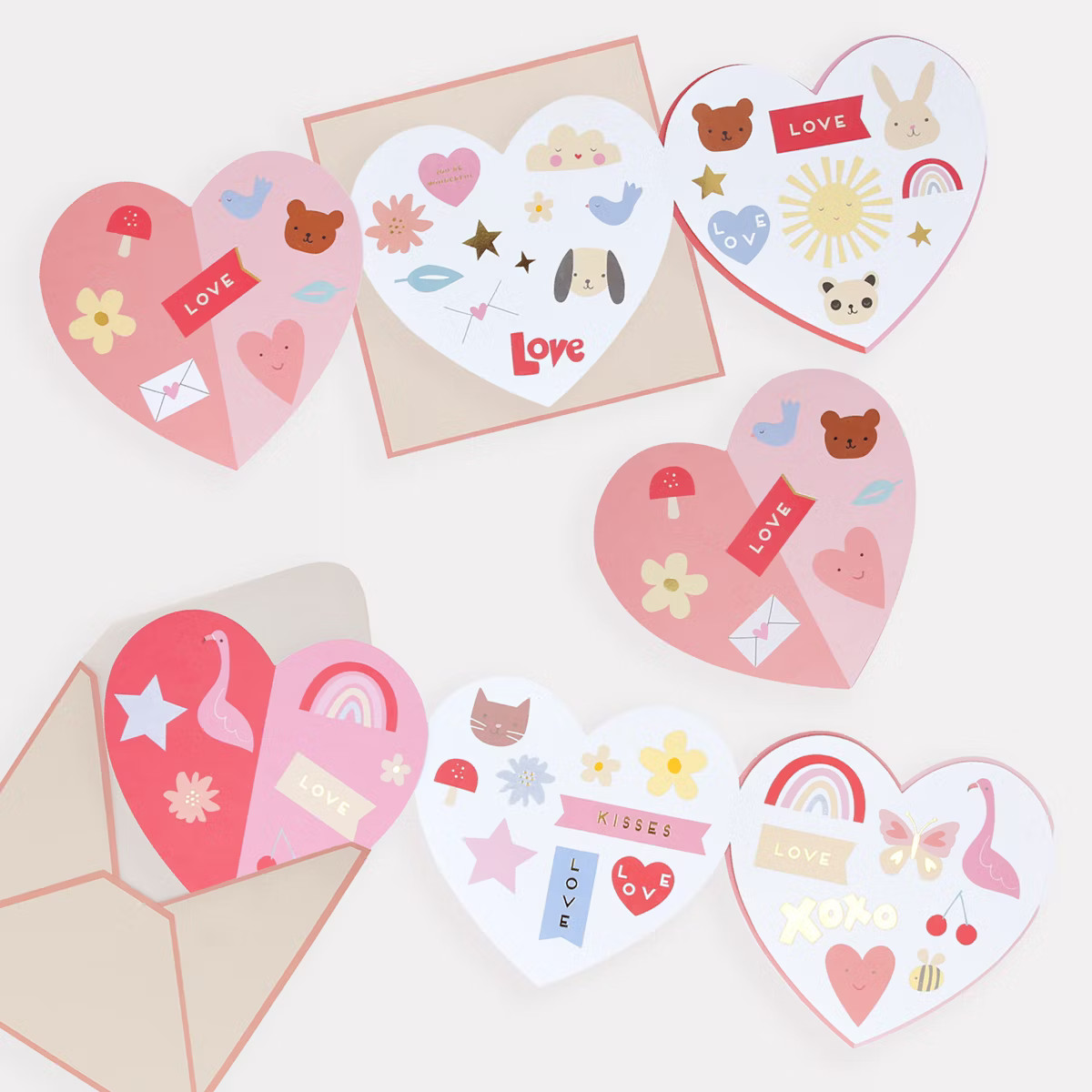 Meri Meri Heart Concertina Valentine Cards & Stickers (Pack of 12) | Target