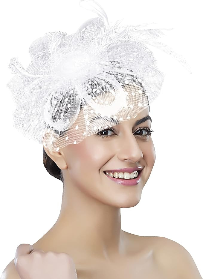 Women Fascinator Tea Party Hat 20s 50s Wedding Cocktail Flower Mesh Feathers Hair Clip for Carniv... | Amazon (US)