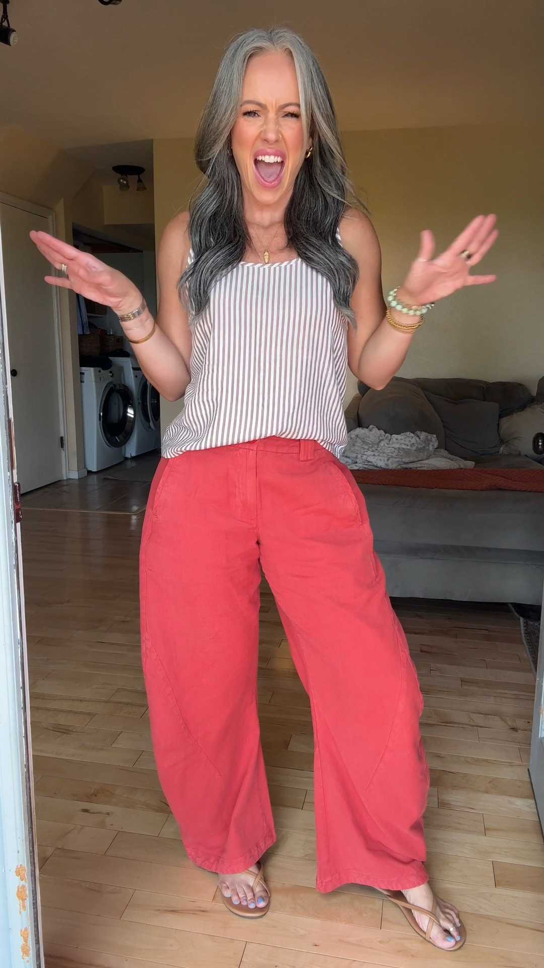 Catch me in these pants every day 🤣🙌🏼🙌🏼 pants in my true size 4
Top is a small #freepeople #summeroutfit #summervibes #momstyle #barrelpants #

#LTKootd #LTKOver40 #LTKSeasonal