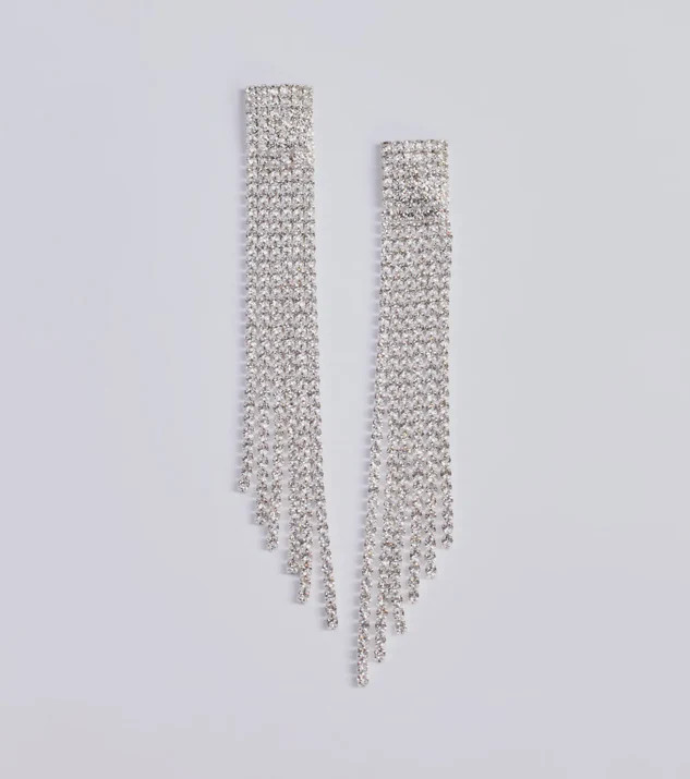 Pretty Shine Rhinestone Fringe Earrings | Windsor Stores