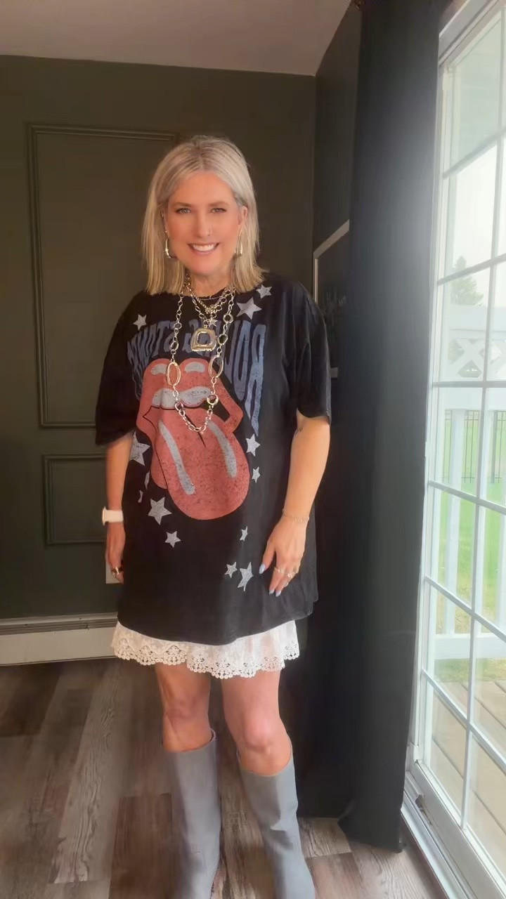 Who doesn’t love shorts that look like a skirt!?  This is so cute and comfy! #skort #lace #rolling stones #frye # graphic t #comfy style

#LTKdayinmylife #LTKootd #LTKmomlife