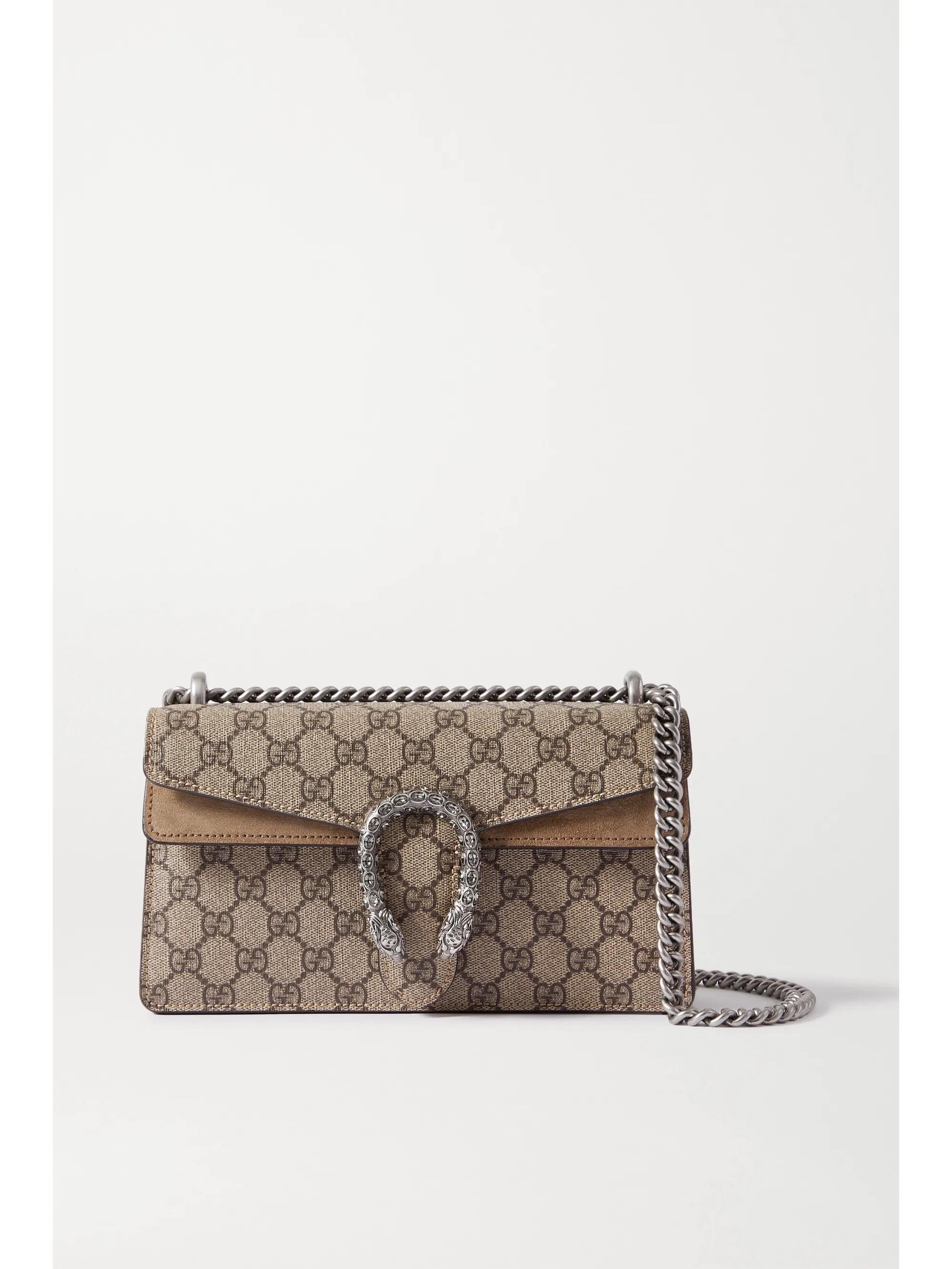 Dionysus small embellished printed coated-canvas and suede shoulder bag | NET-A-PORTER (UK & EU)