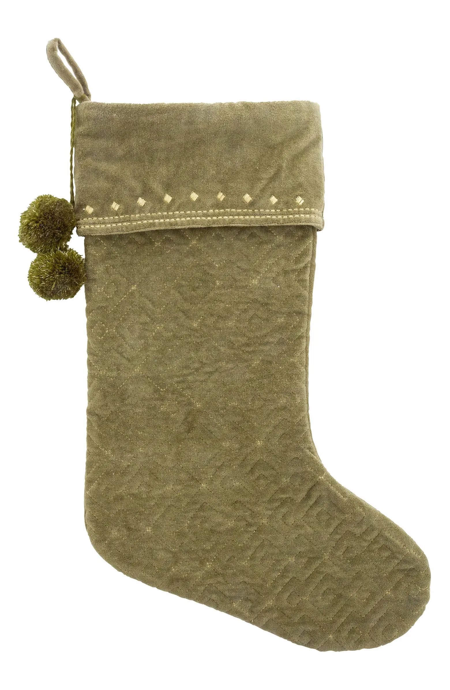 Pompom Quilted Holiday Stocking | Nordstrom Rack
