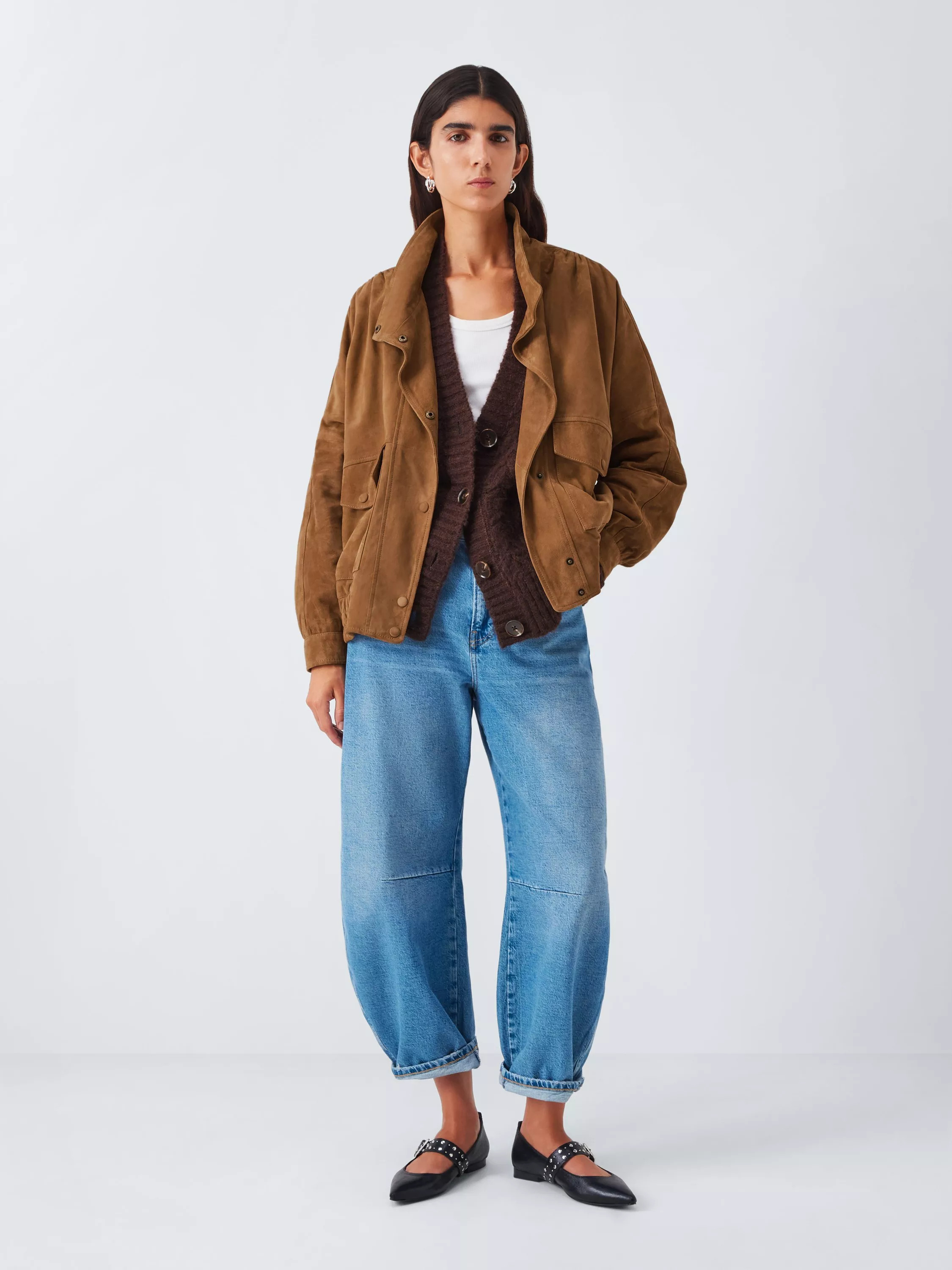 AND/OR Blouson Pure Suede Jacket, Tan | John Lewis (UK)
