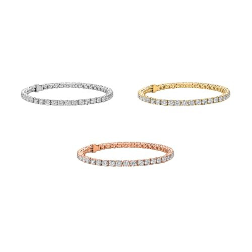 Cate & Chloe Olivia 18K White, Yellow, Rose Gold-Plated 7.5 Inch Tennis Bracelet | Stone Jewelry for Women | 3 Mixed Tone Pair Bracelets Sets | Gift for Her on Mother's Day, Birthday, Anniversary | Amazon (US)