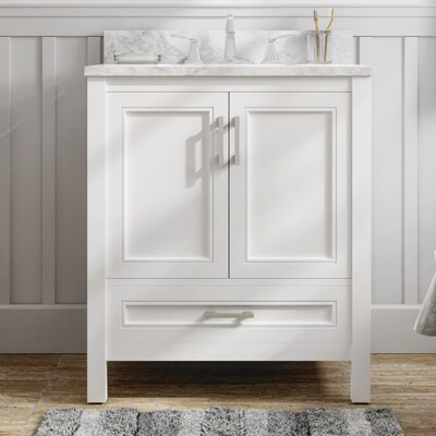allen + roth  Crest Hill 30-in White Undermount Single Sink Bathroom Vanity with Natural Carrara... | Lowe's