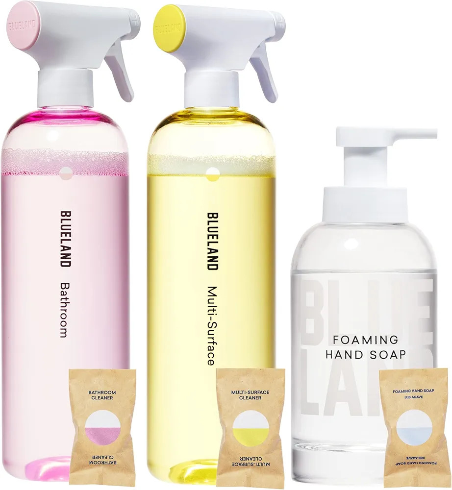 BLUELAND Clean Home Kit (3 Reusable Bottles + 3 Tablet Refills) Natural All Purpose Cleaner for K... | Amazon (US)