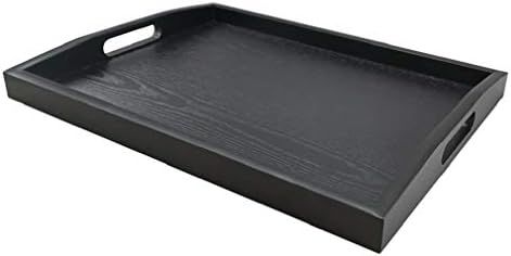 Amazon.com - SILILUN Rectangular Serving Breakfast Tray - Black Wood Tray Wooden Food Tray (Mediu... | Amazon (US)