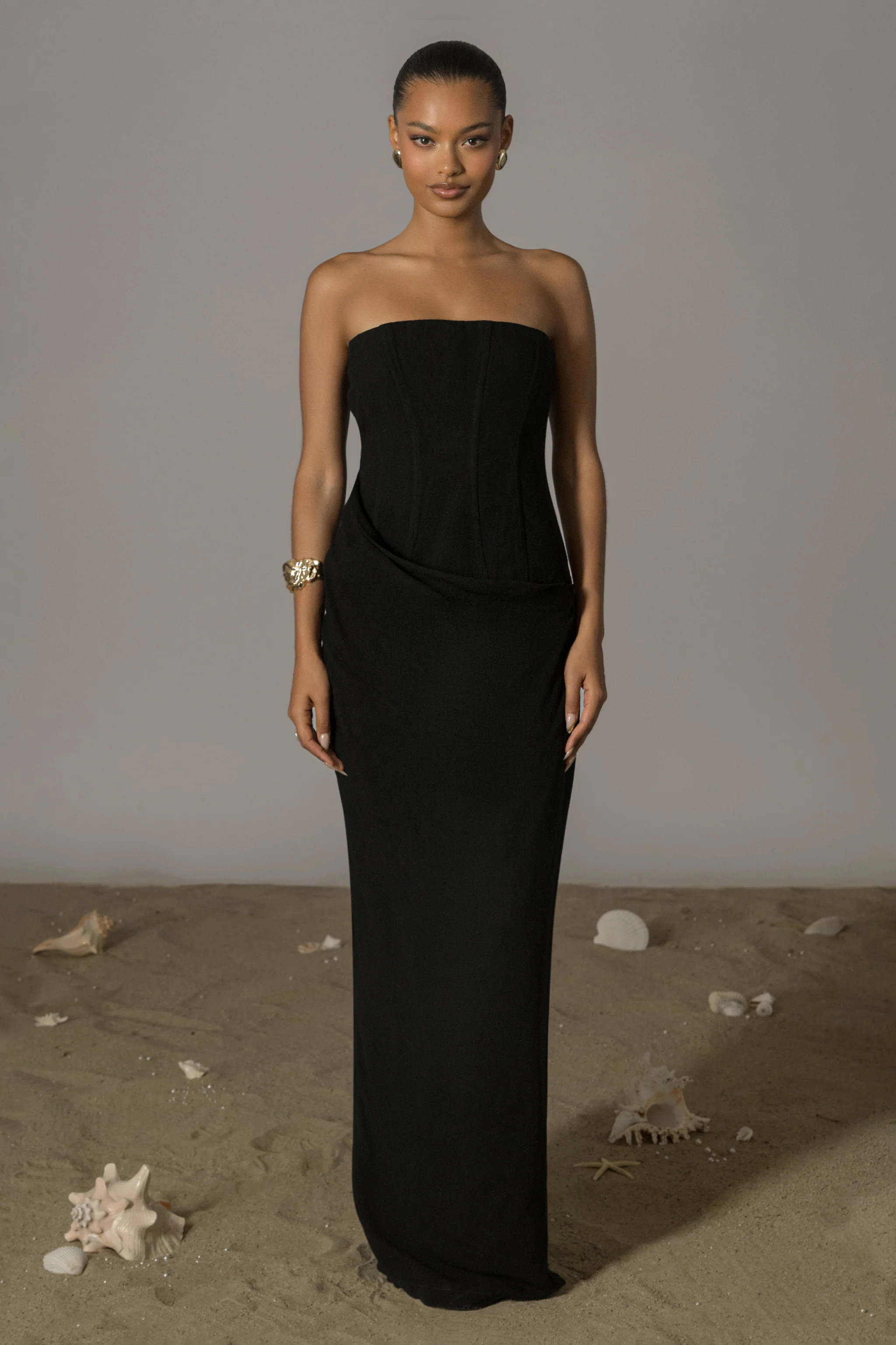 Black Journey Linen Maxi Dress | JLUXLABEL