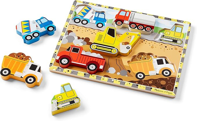 Melissa & Doug Construction Vehicles Wooden Chunky Puzzle (6 pcs) | Amazon (US)