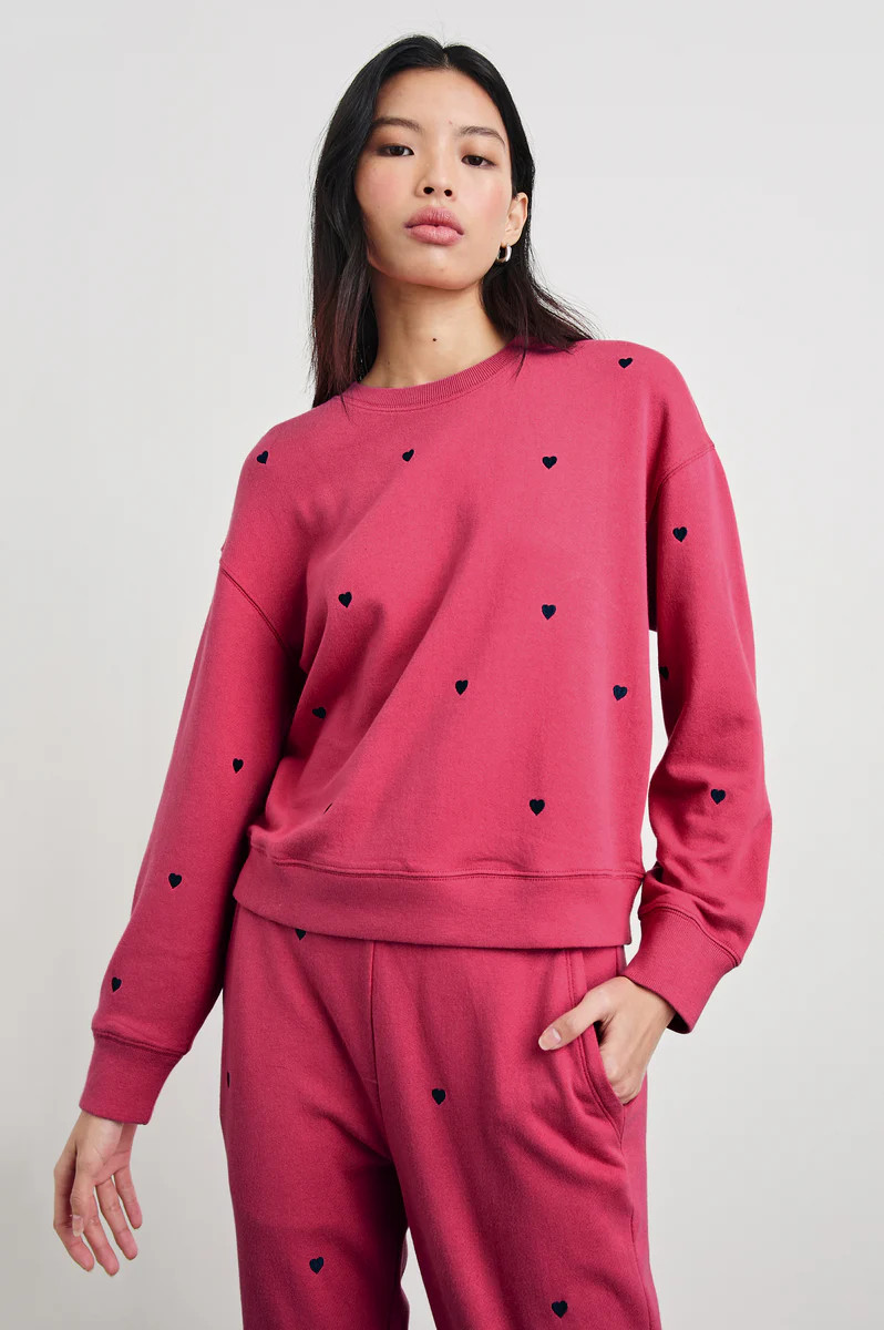 RAMONA SWEATSHIRT - PINK MIDNIGHT HEARTS | Rails