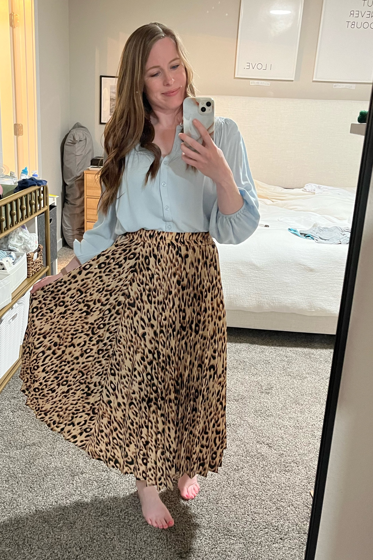 Easy comfy midi high waisted A line pleated skirt paired with a flowy button up. Perfect for spring

#LTKstyletip #LTKtravel