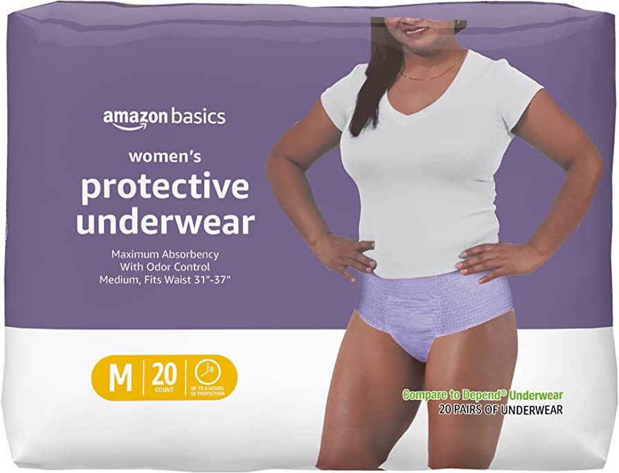 Amazon Basics Incontinence & Postpartum Underwear for Women, Maximum Absorbency, Medium, 20 Count... | Amazon (US)