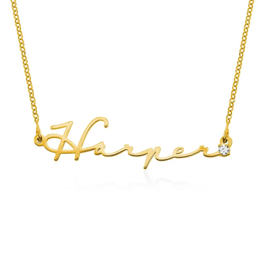 Signature Style Name Necklace in Gold Plating with Diamond | MYKA