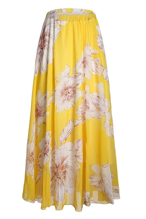 Pretchic Women's Blossom Floral Chiffon Maxi Long Skirt | Amazon (US)