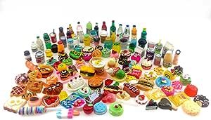 Nuanmu Miniature Food Drink Bottles Pretend Play Kitchen Game Party Toys (10 Bottles + 10 Foods... | Amazon (US)