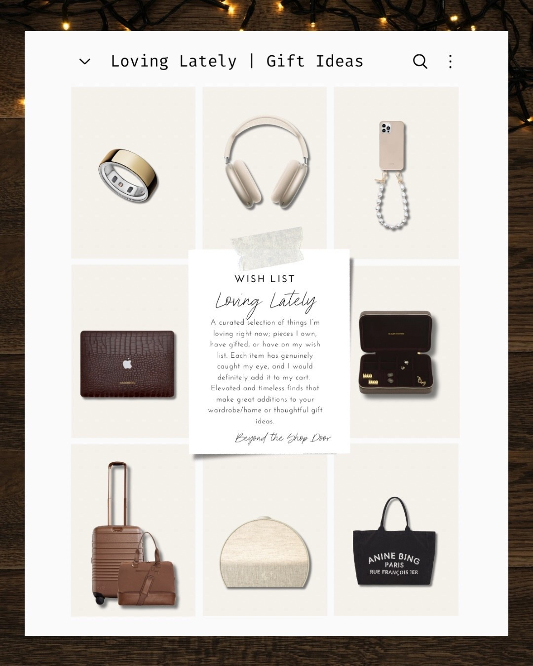 Gift Ideas | Loving Lately

A curated selection of things I’m loving right now; pieces I own, have gifted, or have on my wish list. 

Each item has genuinely caught my eye, and I would definitely add it to my cart.

Elevated and timeless finds that make great additions to your wardrobe/home or thoughtful gift ideas.

#LTKOver40 #LTKGiftGuide