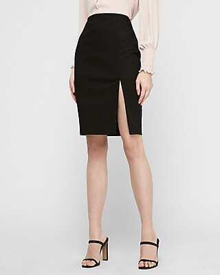 High Waisted Side Slit Pencil Skirt | Express
