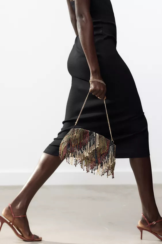 SEQUINED FRINGE CLUTCH | Zara US