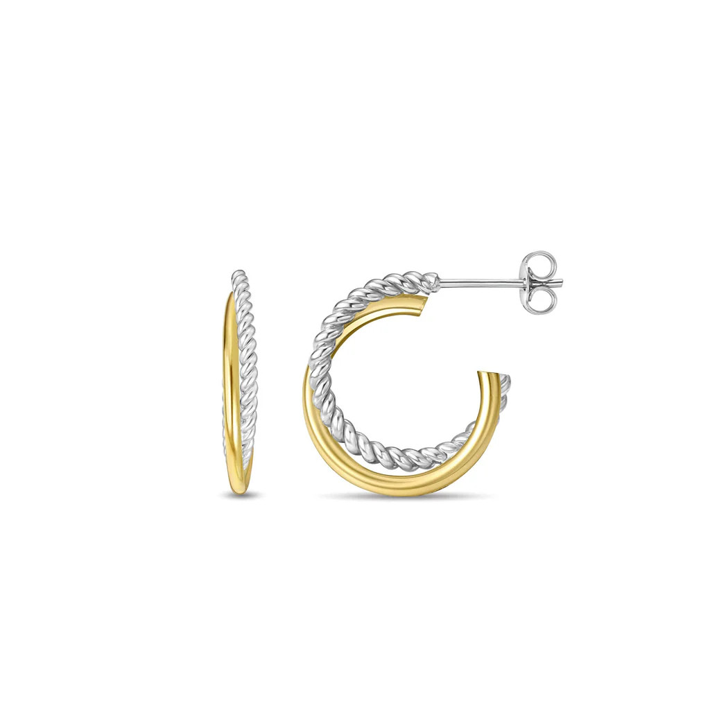 Silver & 18K Gold Round Traverso Hoop Earrings | Phillip Gavriel
