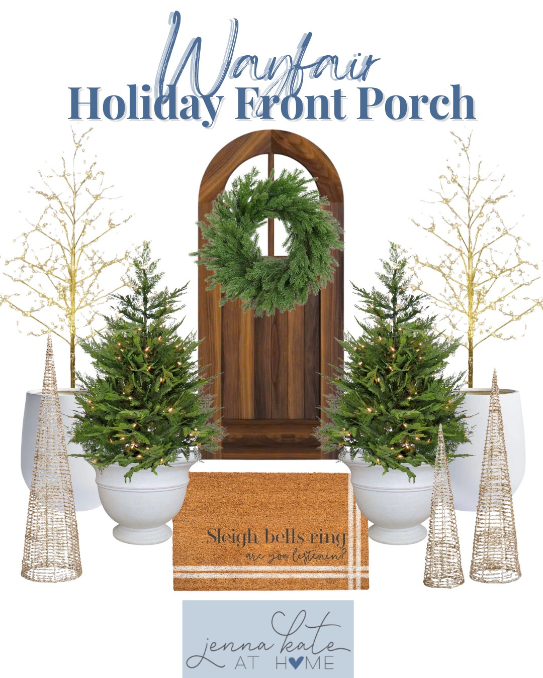 Holiday front porch decor includes gold cone trees, lighted tree, faux cypress tree, planters, doormat, and wreath.

Holiday front porch, front porch decor, Christmas decor, Christmas front porch 

#LTKHoliday #LTKHome #LTKFindsUnder100