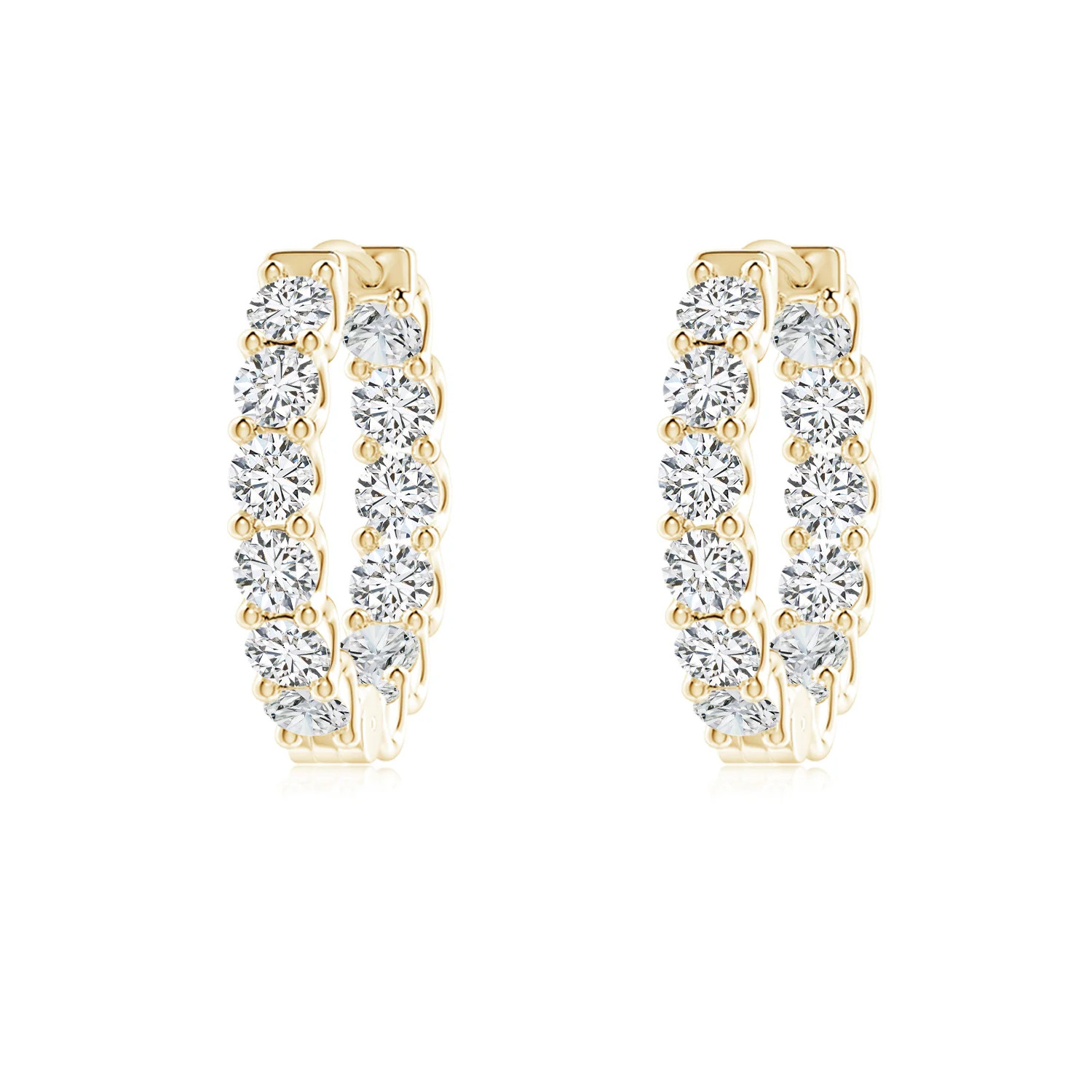Prong-Set Diamond Inside Out Hoop Earrings | Angara US
