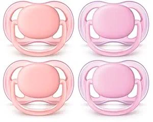 Philips AVENT Ultra Air Pacifier 0-6 Months, Pink/Peach, 4 Pack, SCF245/40 | Amazon (US)