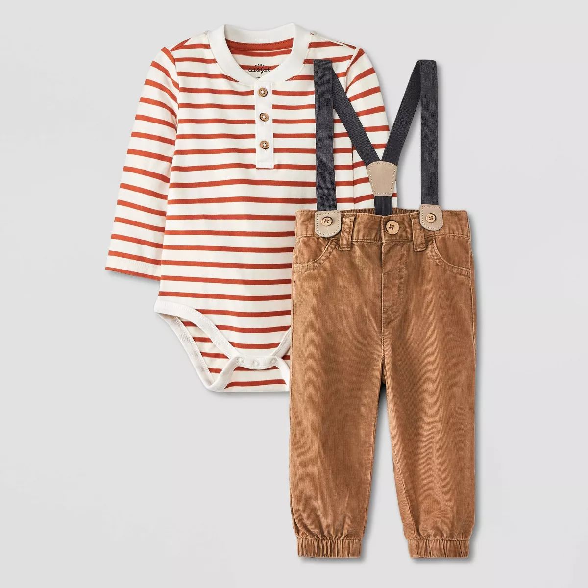 Baby Boys' Suspender Top & Bottom Set - Cat & Jack™ Cream | Target