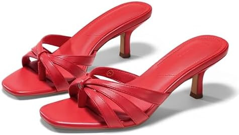 Coutgo Womens Strappy Kitten Heels Sandals Square Open Toe Flip Flops Slip On Slides Summer Dress... | Amazon (US)
