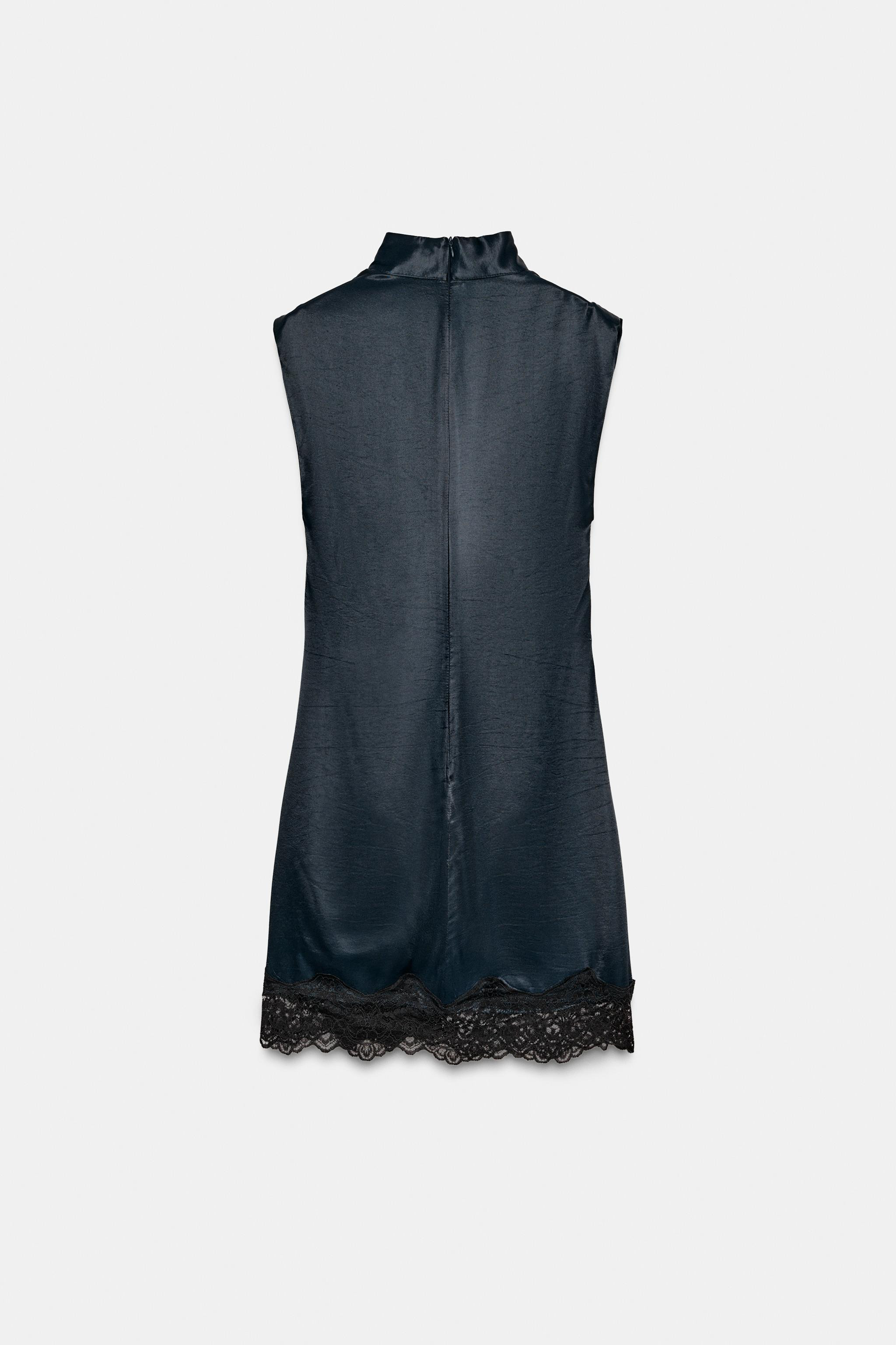 COMBINATION SATIN EFFECT LACE MINI DRESS | Zara US