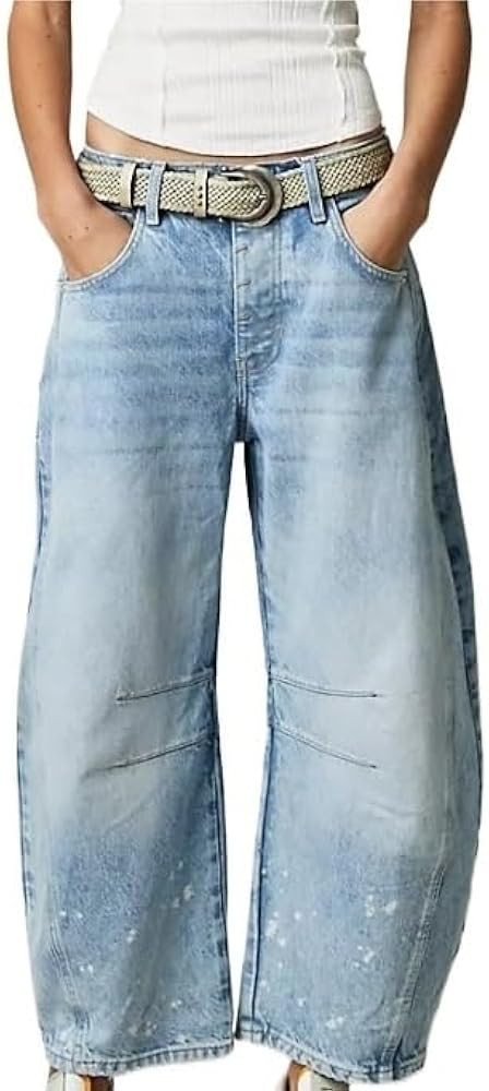 ONDIAN Women Casual Wide Leg Baggy Denim Pants Mid Waist Boyfriend Loose Jeans Barrel Streetwear ... | Amazon (CA)
