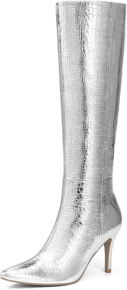 ALICEPUB Knee High Boots for Women Pointed Toe Tall Boots Long Heeled Boots Leather Boots Stilett... | Amazon (US)